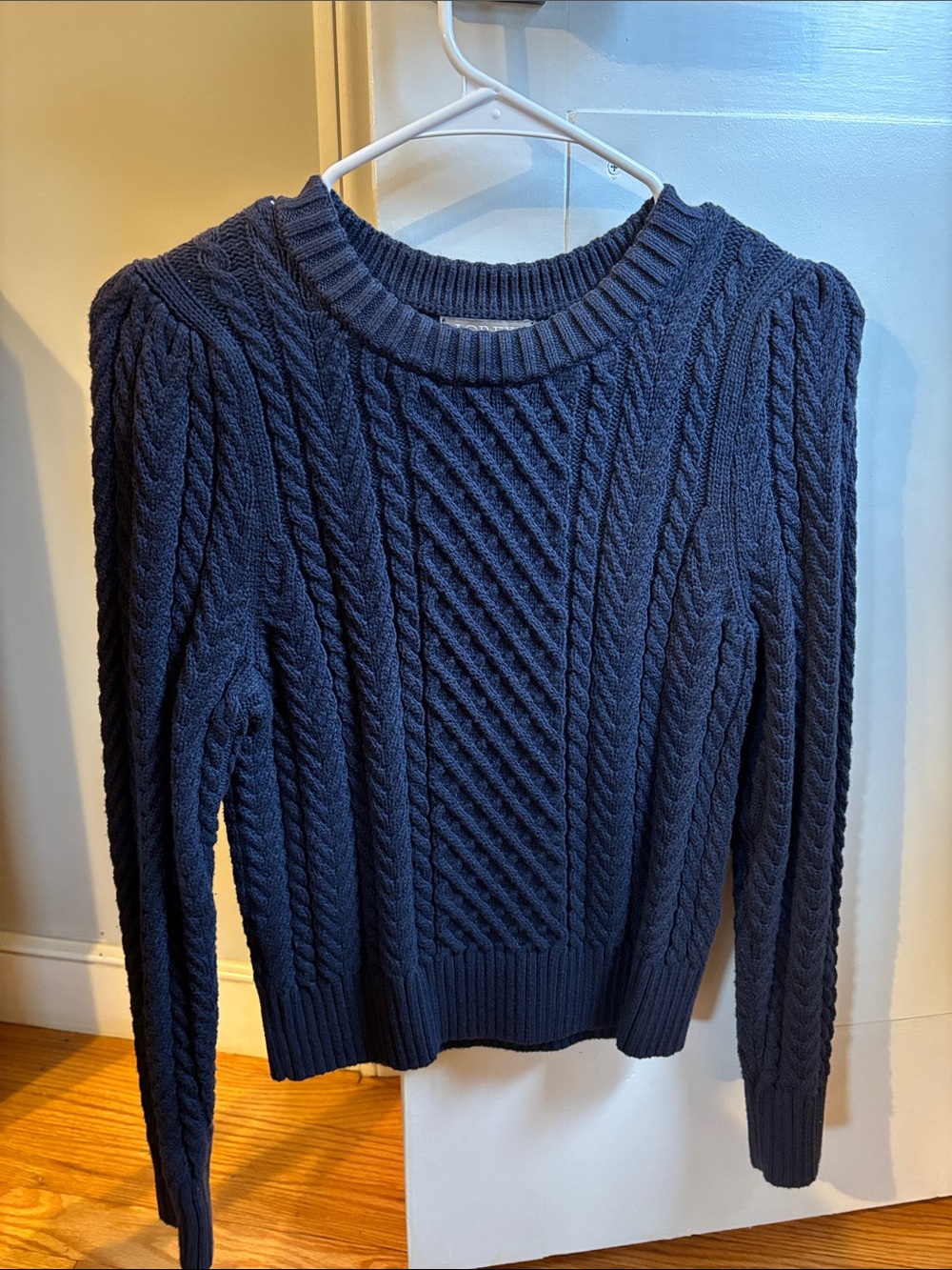 J. Crew Navy Cable-Knit Crewneck Sweater